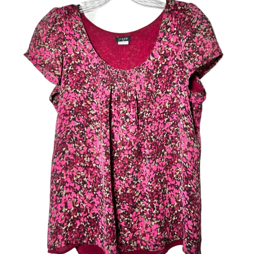 JCrew Silk Short Sleeve Top Blouse Floral